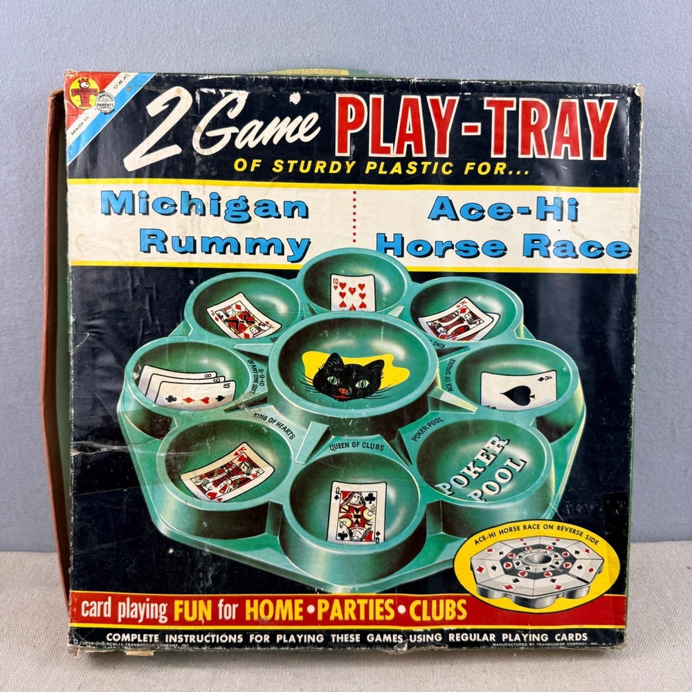 Vintage 1959 Transogram Michigan Rummy & Ace-Hi Horse Race Game Set Boxed